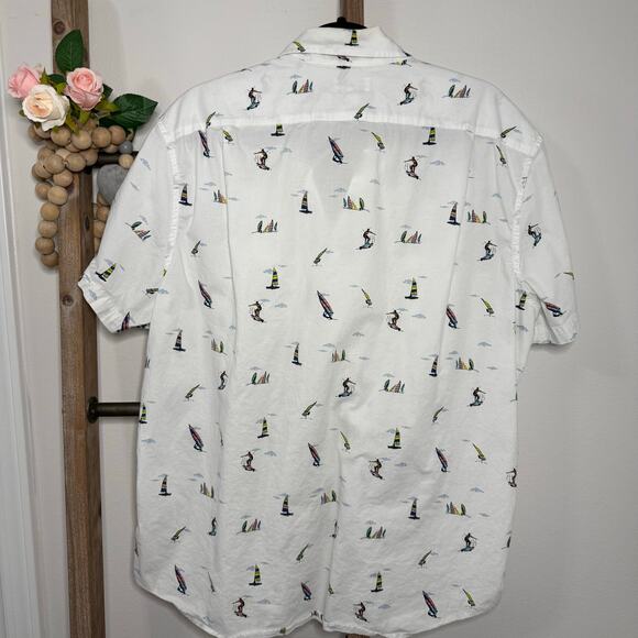 Sonoma Mens Short Sleeve Button Up Surf Design Shirt Size X Large - Picture 5 of 9